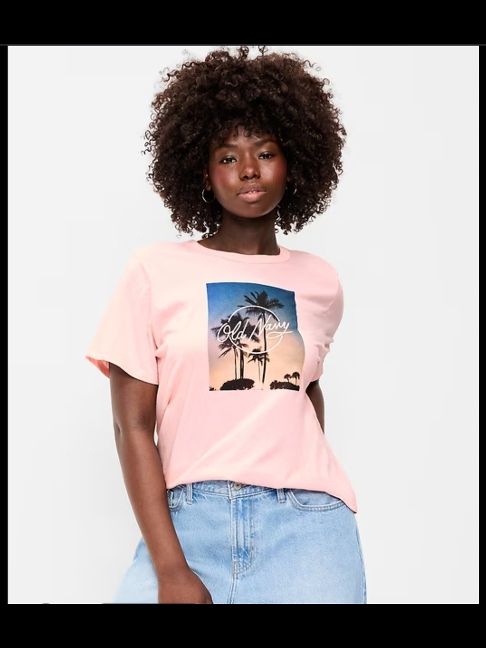 Old Navy Pink Short-Sleeve Tee with Sunset Palm Graphic